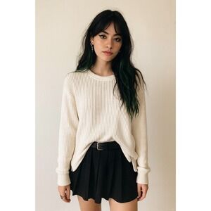 Unif Urban Outfitters Sweater Womens White Waffle Knit Side Zip Alt Girl Y2K Emo